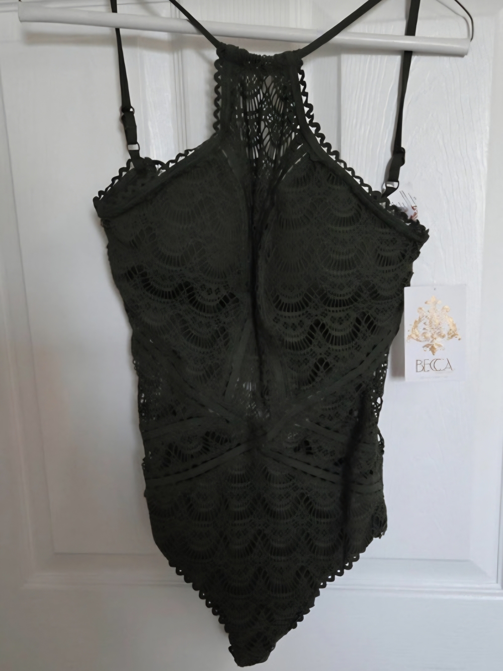 Beach Lace Boho Chic Olive Crochet Halter Bathing suit